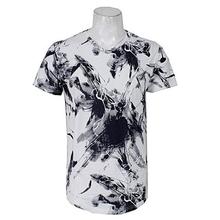 White/Black Pattern Printed T-Shirt For Men