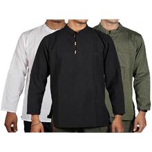 Pack of 3 Full Sleeve Linen T-shirt-White/Black/Green