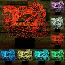Motorcycle Shape 3D Touch Switch Control LED Light , 7 Colour Discoloration Creative Visual Stereo Lamp Desk Lamp Night Light