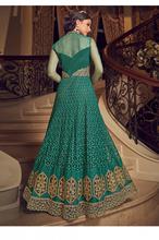 Stylee Lifestyle Green Net Embroidered Dress Material (1931)