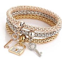 FashionieStore bracelet Charm Women Bracelet Gold Silver Rose Gold Rhinestone Bangle Jewelry Set