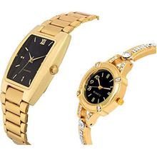 knack Analogue Men & Women's Watch (Black Dial Gold