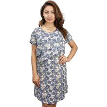 White/Blue Floral Printed Mini Dress For Women