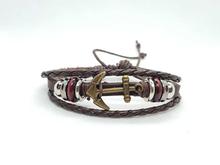 Brown Alloy Metal Leather Bracelet For Men