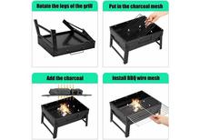 14 " Outdoor Portable Folding Charcoal  Barbecue Grill  ( Free Oil Brush )