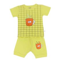 Yellow Printed Cotton Clothes Sets Short Sleeve T-Shirt and Shorts for Baby Boy - A2ZKW012 (0-2 Years)