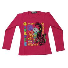 Magenta Pink Horse Printed Full Sleeve T-Shirt For Girls