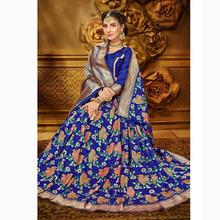 Blue Kanjivaram Banarasi Silk Saree with Blue Blouse Piece for Party, Wedding, Festival and Causal