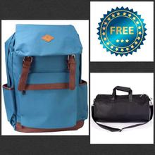 Blue Double Compartment Flap Unisex Backpack- 6007