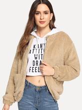 Faux Fur Dual Pocket Teddy Jacket