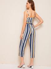 Striped Belted Cami Jumpsuit