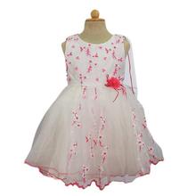 White/Pink Summery Floral Designed Party Dress For Girls