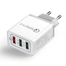 Cwxuan 18W Quick Charge 3.0 Mobile Phone Charger 3 Port USB EU Fast Charging for iPhone Xiaomi, Huawei, Vivo, Samsung