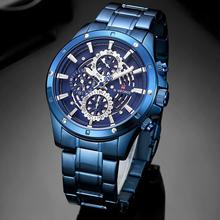 NaviForce Day Date Function Luxury Chronograph Blue Steel Watch (NF9149)