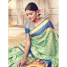 Stylee Lifestyle Turquoise  Banarasi Silk Jacquard Saree -1528