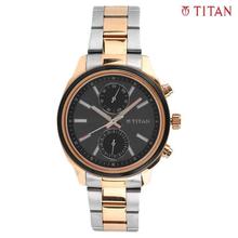 Titan 1733KM03 Black Dial Chronograph Watch For Men- Silver/Gold