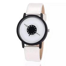 White Dial Leather Turntable Casual Watch (Unisex)