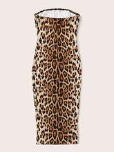 SHEIN Leopard Print Tube Bodycon Dress