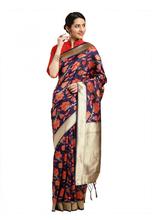 Stylee Lifestyle Navy Blue Banarasi Silk Jacquard Saree - 2287