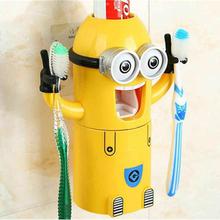 Yellow Minion Toothpaste Dispenser With Toothbrush Holder