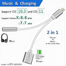 Lightning to 3.5mm Aux Headphone Jack Audio Adapter For iphone 7/ 8/ X/ 7 plus/ 8 plus