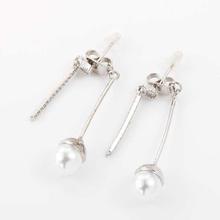 Ouxi Silver/White Crystal and Pearl Pearl Drop Earrings For Women-KC2088-1010