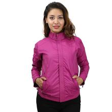 Pink Solid Windcheater Jacket For Women