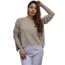 Grey Solid Oversize Crop Sweater For Women