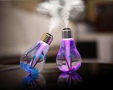 LED Lamp Air Ultrasonic Humidifier USB powered discoloration bulb humidifier ultra quiet color night light Silver