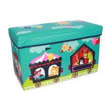 Sky Blue Printed Foldable Ottoman For Kids