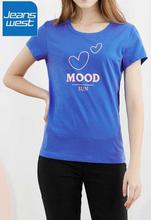 JeansWest Marun Blue T-shirt For Women