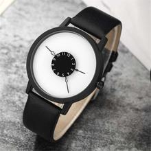 Full MatteTurntable Casual Leather Unisex Watch- Black/White