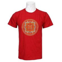 Red Mandala Embroidered 100% Cotton T-Shirt For Men - 011