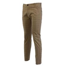 Slim Fit Check Chinos Pant For Men-Brown
