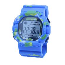 LED Light Camouflage Sport Rubber Watch w/ Alarm, Chronograph, Stopwatch, Date Display for Child Boy Girl Student