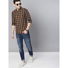 Dennis Lingo Men's Checkered Blue Slim Fit Casual Shirt