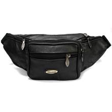 Black Leather Waist Bag For Men