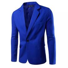 Men's Blue Single Buttoned Coat For Men