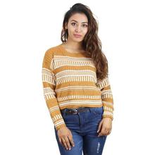 Yellow/White Printed High-Low Sweater