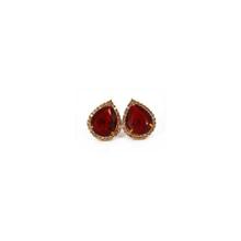 Ruby Heart Stud Earrings For Women