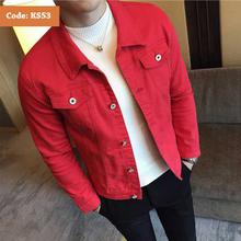 Men’s Summer Slim Fit Denim Red Jacket