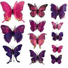 8 Pcs 3D Butterfly Wall Stickers Crafts Butterflies With Sponge Gum And Pins(colour may vary)