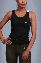 Black Polyester/Viscose Drape Tank Top For Women