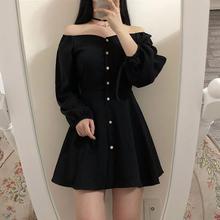 Korea chic retro cold wind square collar off-shoulder