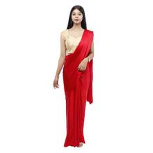 Red Solid Satin Silk Saree For Women