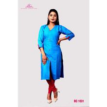 Bisesh Creation Middle Cut Design Kurti & Leggings Set for Women (Blue 1031)