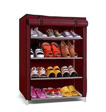 Paffy Steel Maroon 4 Shelves Shoe Rack