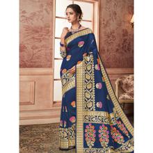 Stylee Lifestyle Navy Blue Banarasi Silk Jacquard Saree - 2287