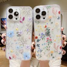 For iPhone 11 8 7 Plus SE 2020 Clear Back Phone Case Flower Clear Epoxy Case Cover For iPhone 15 14 13 12 11 Pro Max XR XS 13 Pro