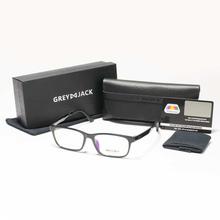 GREY JACK Prescription Eyeglass TR90 Black Rect. Wayfarer Frame with Polarized Sunglass Clip on (Unisex )